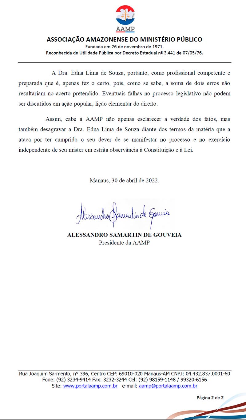 Nota de desagravo AAMP 2