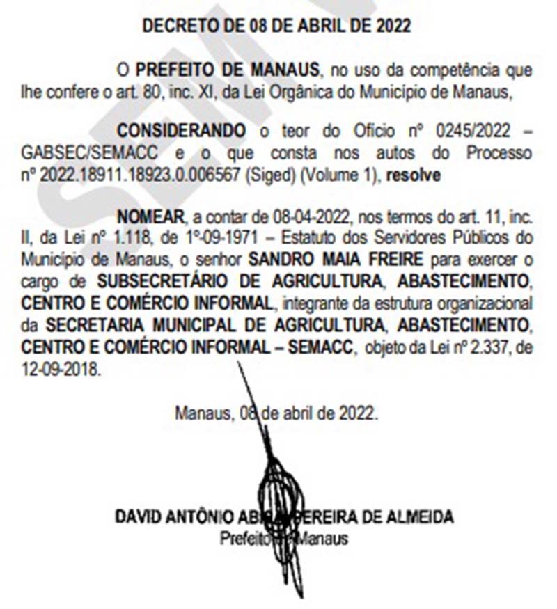 Nomeação de Sandro Maia para secretário municipal