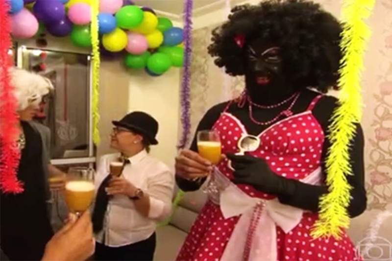 Homem com blackface fez Ana Maria parar o programa (Foto: TV Globo/Reprodução)