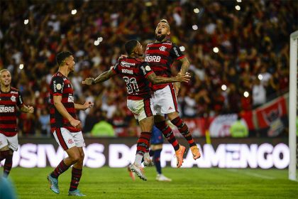 Vidal marcou o primeiro gol pelo Flamengo (Foto Marcelo Cortes/CRF)