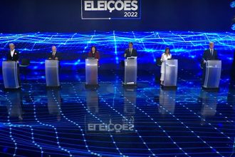 Candidatos trocaram insultos em debate da Band neste domingo (Foto: Band/Reprodução)