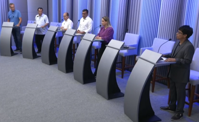 Candidatos ao governo do Amazonas em debate na Rede Amazônica (Foto: Reprodução/YouTube)
