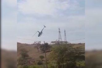 Helicóptero cai em Minas Gerais (Foto: Reprodução Twitter)