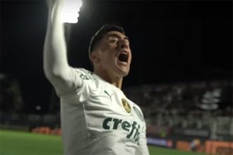 Merentiel marcou o gol de empate do Palmeiras (Foto: TV Palmeiras/YouTube/Reprodução)