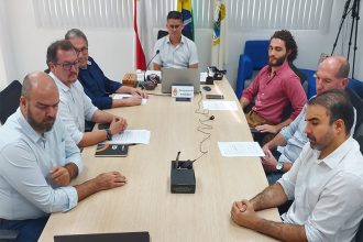 Prefeito David Almeida firmou parceria com Marcus Nobel por videoconferência (Foto: Semcom/Divulgação)