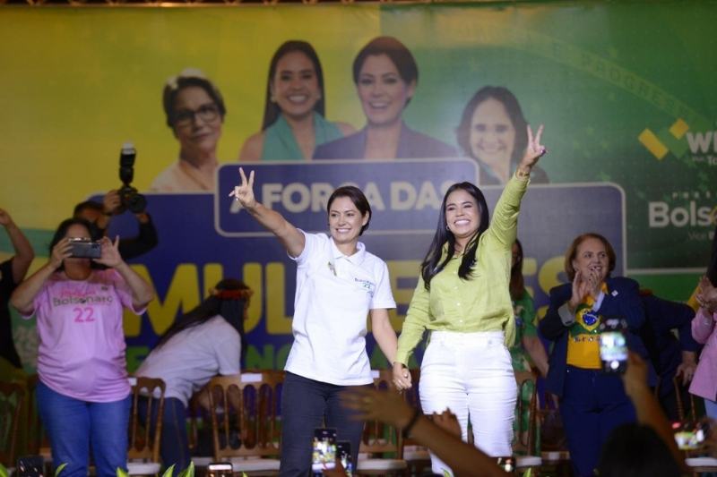 Michelle Bolsonaro e Taiana Lima juntas no evento 'Mulheres Pelo Brasil', nesta terça, dia 11 (Foto: Alex Pazuello/Divulgação)