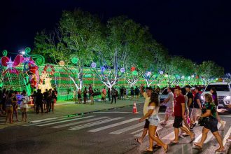 O túnel ornamentado com 30 mil lâmpadas de LED, tem 130 metros (Foto: Antonio Pereira/Semcom)