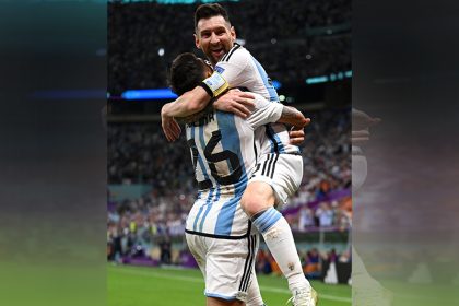 Messi festeja gol: Argentina venceu nos pênaltis (Foto: Reprodução/Twitter/@fifaworldcup_pt)