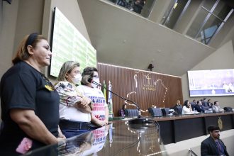 Graziete Mouzinho falou representando os enfermeiros do Amazonas (Foto: Danilo Mello/ALE)