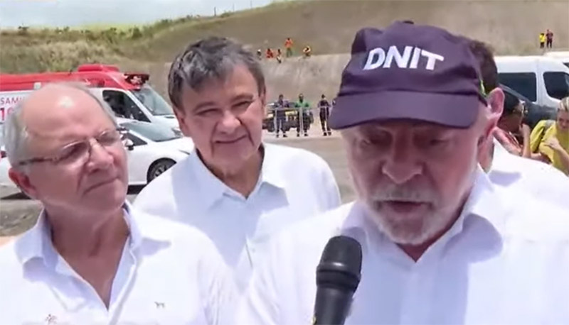 Lula em solenidade em Sergipe: promessa de obras e empregos (Foto: YouTube/Reprodução)