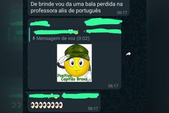 Mensagem com ameaça à professora foi monitorada pela polícia que identificou autor (Foto: Reprodução/WhatsApp)