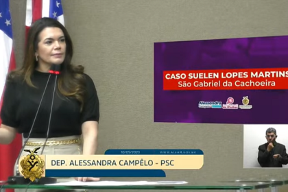 Deputada Alessandra Campelo falou sobre o caso Suelem na Assembleia (Foto: Reprodução/YouTube)