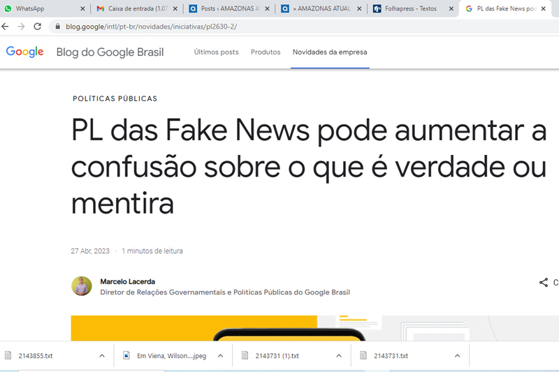 Anúncio do Google contra PL das Fake News (Foto: Reprodução)
