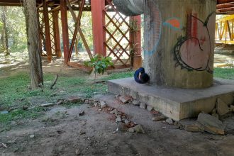 Ensaio para a peça 'Huma/' que ocorrerá na Ponte dos Bilhares (Foto: Divulgação)