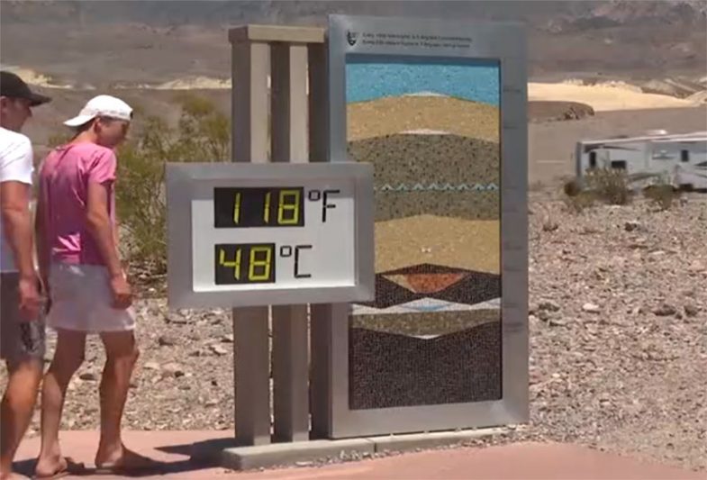 Termômetro registra 48ºC no Vale da Morte, nos EUA (Foto: Euro News/YouTube/Reprodução)