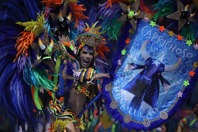 Caprichoso se apresentou com grandes alegorias e em tons de azul brilhante (Foto: AlexCaprichoso Festival de Parintins 2023 (Foto: Alex Pazuello/Secom Gov AM)