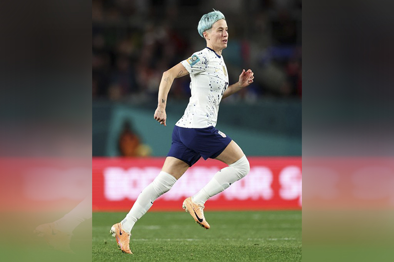 Veterana jogadora americana, Megan Rapinoe não marcou gol e EUA empatou (Foto: Reprodução/Twitter/@fifaworldcup_pt)