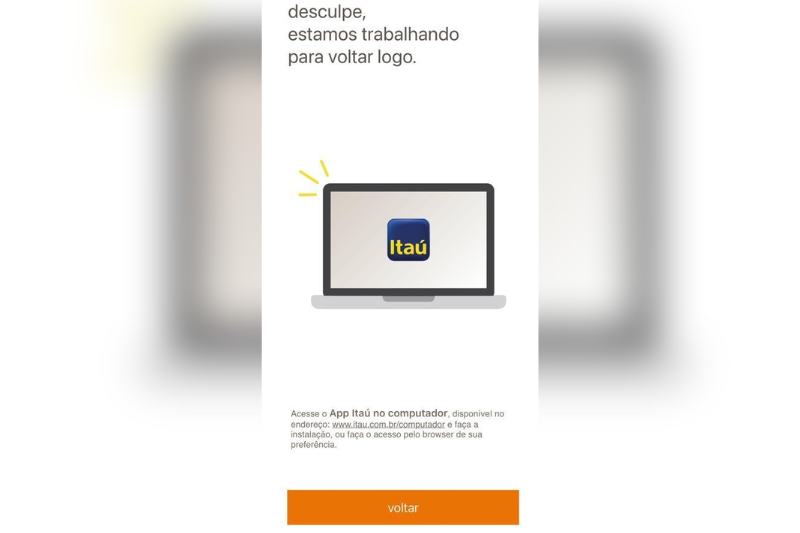 Banco Itaú começou a apresentar instabilidade no domingo, no aplicativos (Foto: Reprodução)