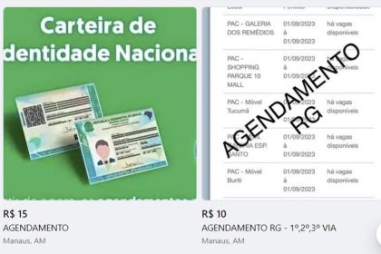 Agendamento para obter nova identidade no Amazonas é vendido na internet (Foto: Facebook/Reprodução)