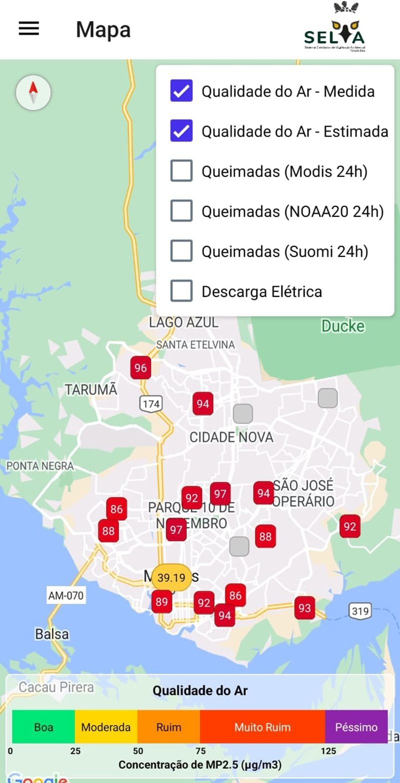Qualidade do ar em Manaus na manhã desta segunda