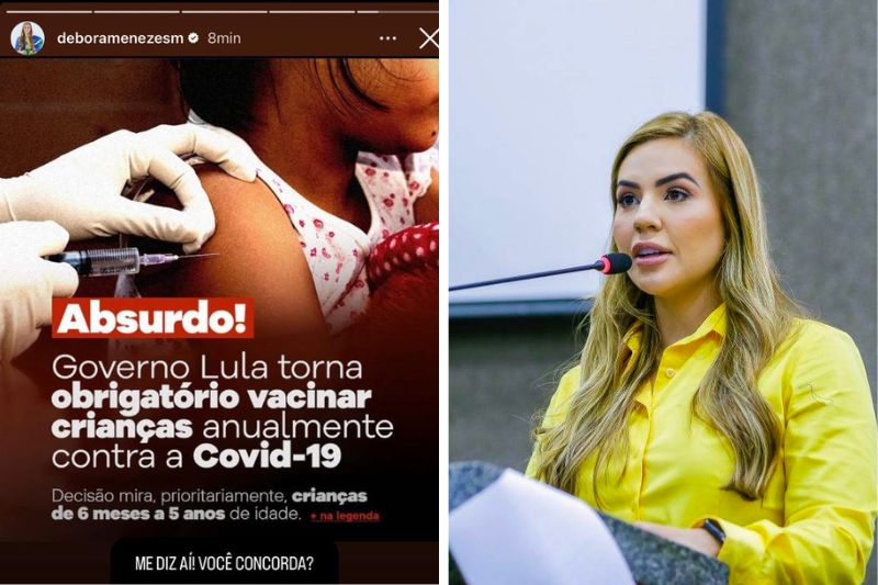 Publicação da deputada estadual Débora Menezes em suas redes sociais (Foto: Reprodução/Instagram e Divulgação/Assessoria)