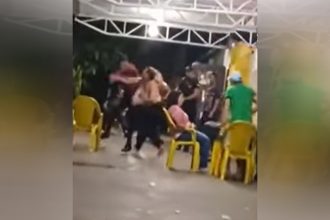 Empurrão de Luan na mãe foi registrado em vídeo (Imagem: WhatsApp/Reprodução)