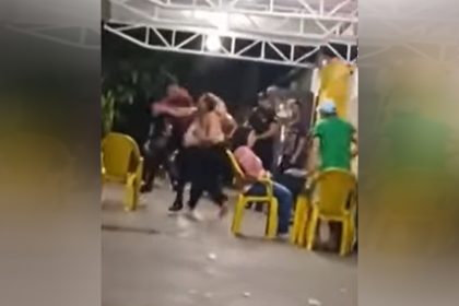 Empurrão de Luan na mãe foi registrado em vídeo (Imagem: WhatsApp/Reprodução)