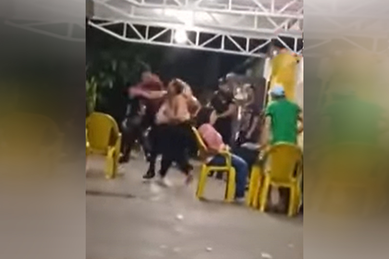 Empurrão de Luan na mãe foi registrado em vídeo (Imagem: WhatsApp/Reprodução)