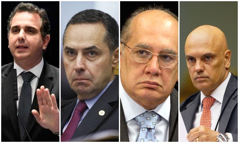 Senador Rodrigo Pacheco rebateu os ministros Luís Roberto, Gilmar Mendes e Alexandre de Moraes (Fotos: Agência Senado e STF/Divulgação)