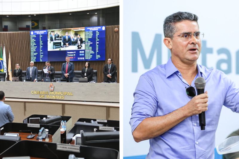 Câmara Municipal de Manaus rejeito o pedido de empréstimo de R$ 600 milhões feito por David Almeida (Foto: Divulgação/CMM e Arquivo Semcom)