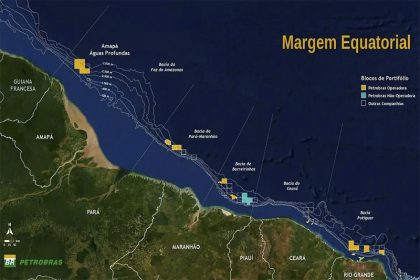 Área de exploração da Petrobras na Margem Equatorial do litoral brasileiro (Arte: Petrobras)