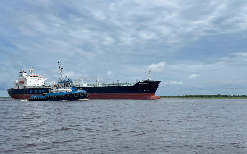 O navio encalhou no dia 4 deste mês na Costa do Taboca devido à seca (Foto: Divulgação/Ibama-AM)