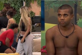 Davi chegou e o grupo que estava conversando do lado de fora da casa se levantou (Imagem: Reprodução/GloboPlay)