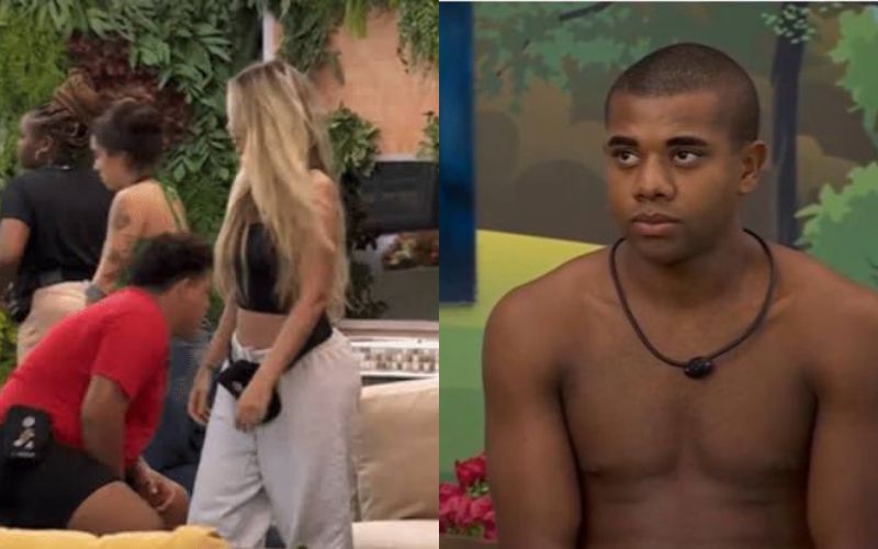 Davi chegou e o grupo que estava conversando do lado de fora da casa se levantou  (Imagem: Reprodução/GloboPlay)