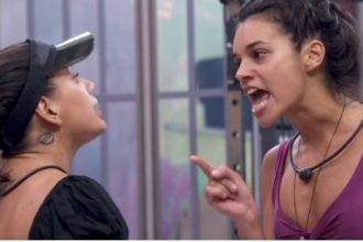 Fernanda (de viseira) e Alane (dedo apontado) discutiram na tarde desta quarta-feira no BBB-24 (Foto: Globo/Divulgação)