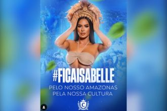 O boi Caprichoso usou as redes sociais para pedir apoio da torcida azul e branco para permanência da manauara no reality (Foto: Divulgação/redes sociais)