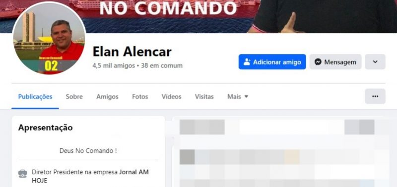 Perfil de Facebook de Elan Alencar em fevereiro de 2024 (Imagem: Facebook/Reprodução)