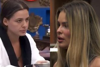 Beatriz e Yasmim foram chamadas ao confessionário e foram alertadas sobre as infrações (Imagem: Reprodução/Globoplay)