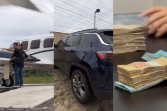 A polícia informou que a aeronave era usada para transportar drogas (Foto: Divulgação/PC)