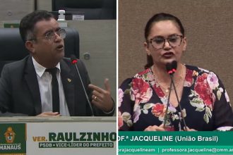 Vereador Raulzinho e Professora Jacqueline discutiram no plenário nesta terça-feira (Imagens: Reprodução/Tv Câmara)