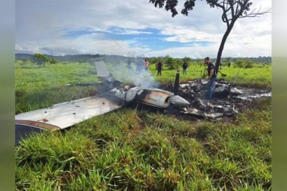 Pilotos atearam fogo no avião após pouso forçado e fugiram (Foto: FAB/Divulgação)