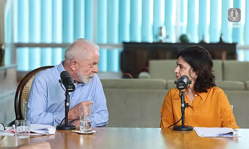 Presidente Lula com a ministra Nísia Trindade: apoio político (Imagem: Canal Gov./Reprodução)