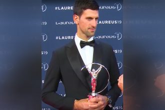 Novak Djokovic ganhou o Laureus como melhor atleta (Imagem: YouTube/Reprodução)