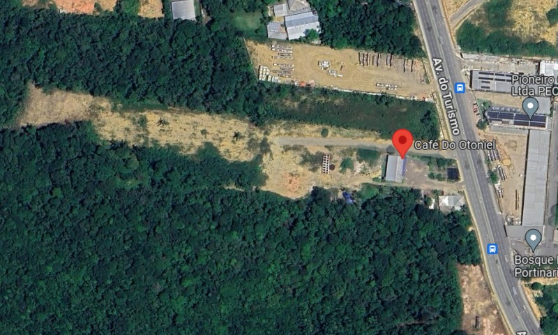 Área desmatada atrás do Café do Otoniel: MP investiga intervenção ambiental em floresta nativa (Imagem: Google Maps/Reprodução)