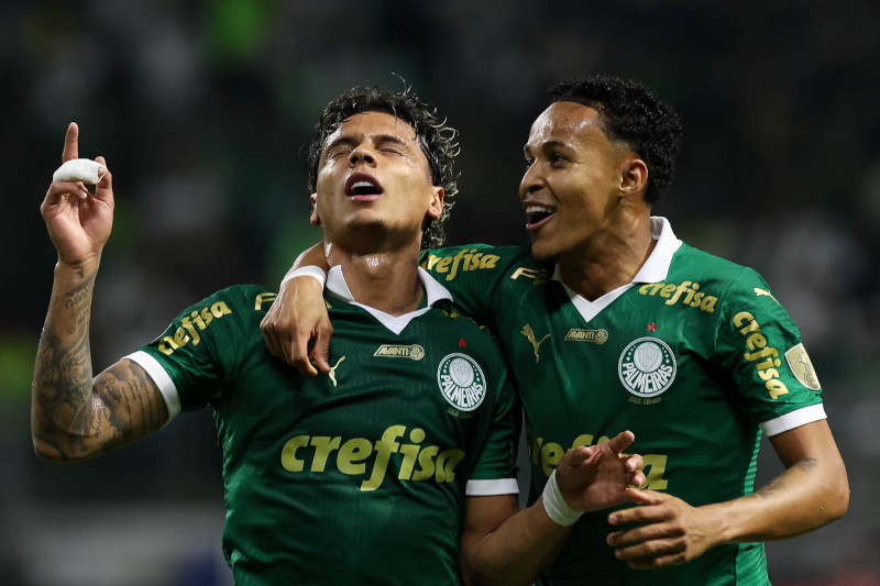 Richard Ríos abriu o placar na vitória do Palmeiras pela Libertadores (Foto: Cesar Greco/Palmeiras/by Canon)