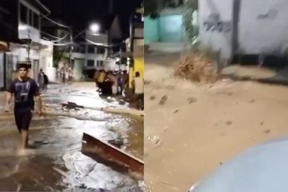 Ruas alagadas devido ao rompimento da adutora (Imagem: redes sociais)