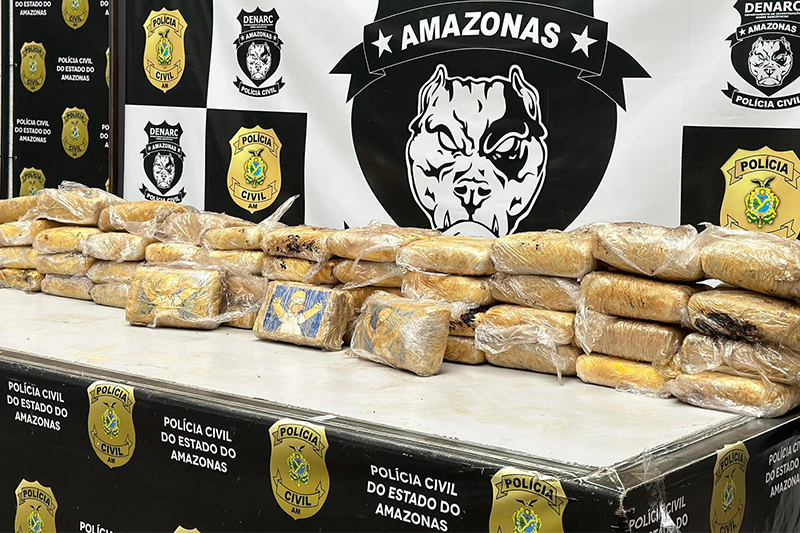 Maconha tipo skunk estava em picape, mas donos da droga não foram encontrados (Foto: Luana Cunha/PC-AM)