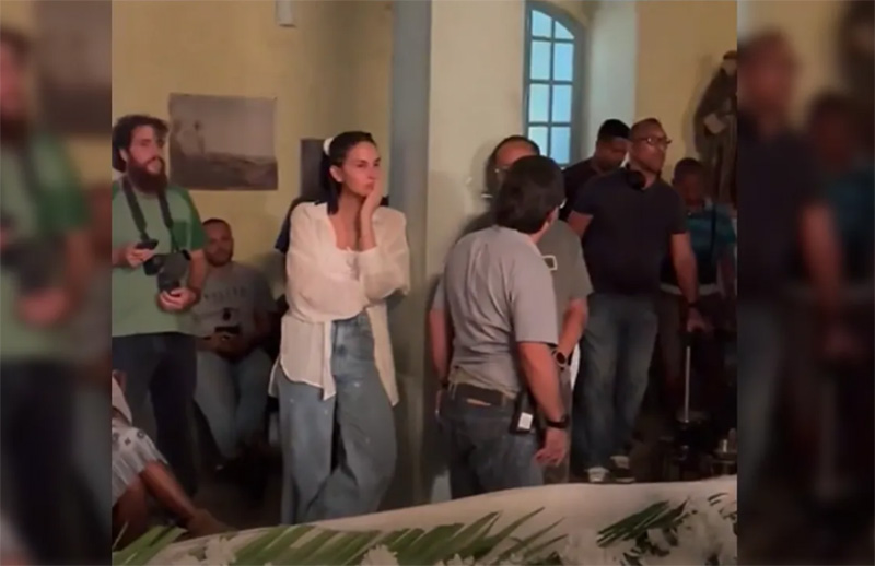 Ilana Sales chorou ao ver o namorado gravar cena dentro de caixão (Imagem: X/Reprodução)