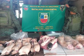 Pacas e carne de antas estão entre os produtos apreendidos (Foto: BPAM/Divulgação)