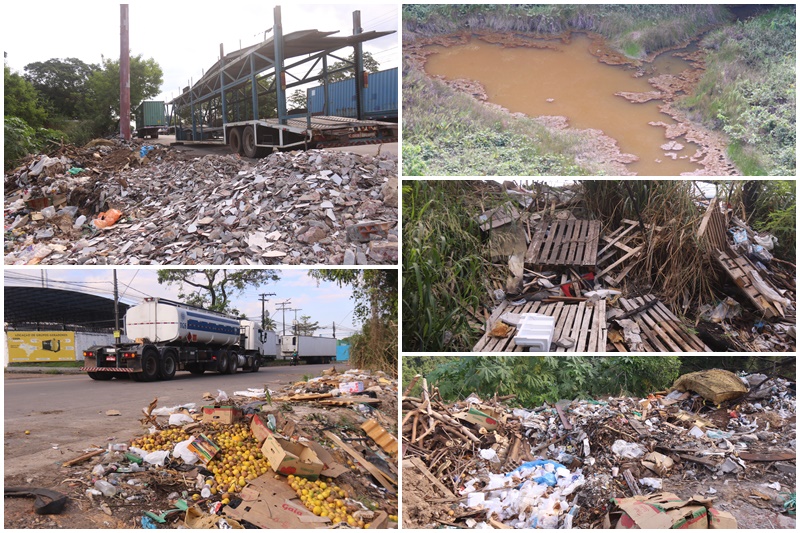 Cenas do descaso: carretas na beira do barranco geram risco de desabamento. Lixo orgânico também pode poluir fonte de água (Fotos: Valter Calheiros/AM ATUAL)